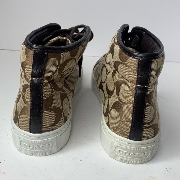 Coach Rebecca signature brown canvas high top sneakers NIB - Picture 4 of 11